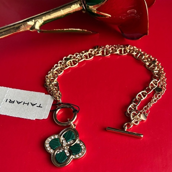 Tahari Jewelry - Tahari Gold and Green Clover Bracelet